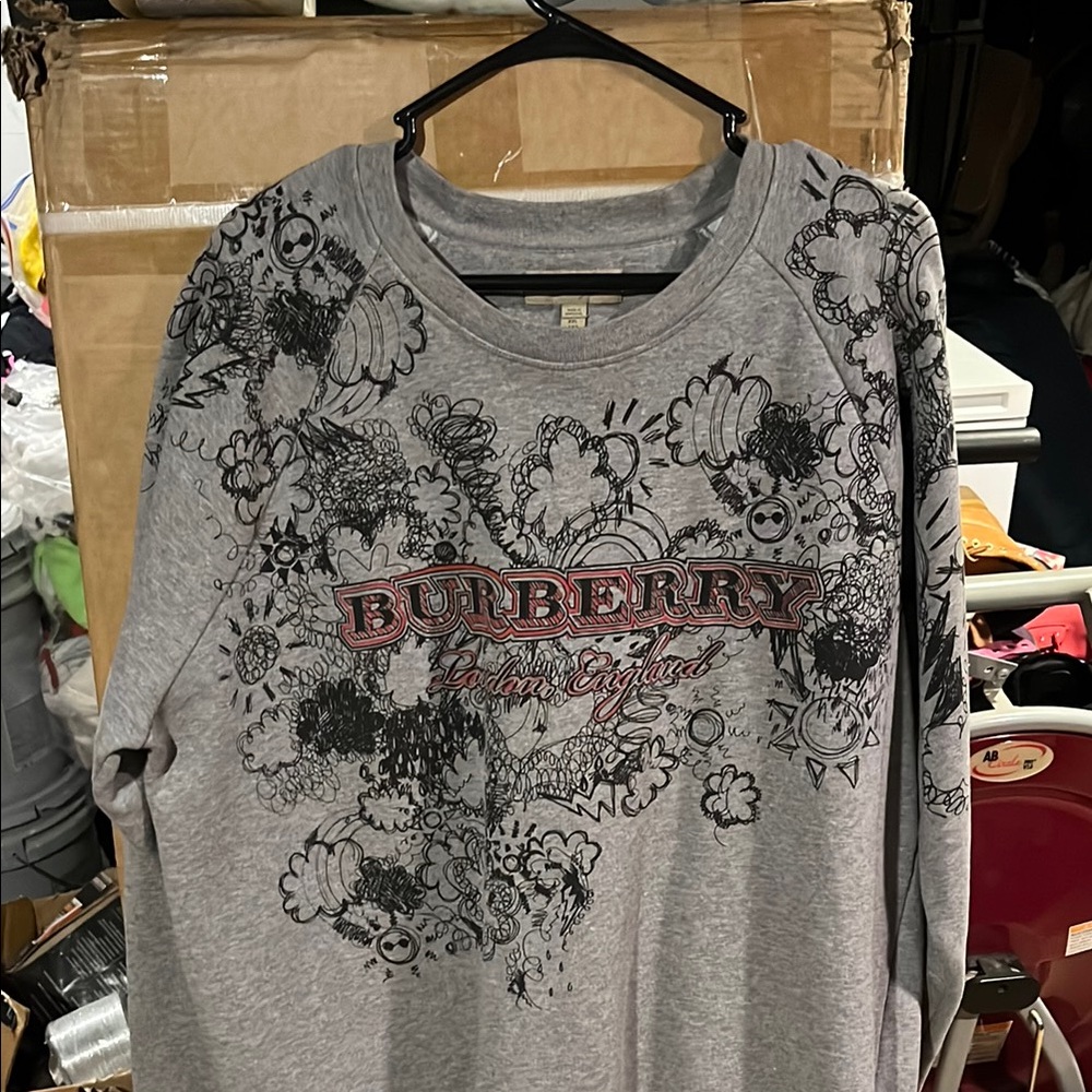 Burberry Gray Graphic Sweatshirt